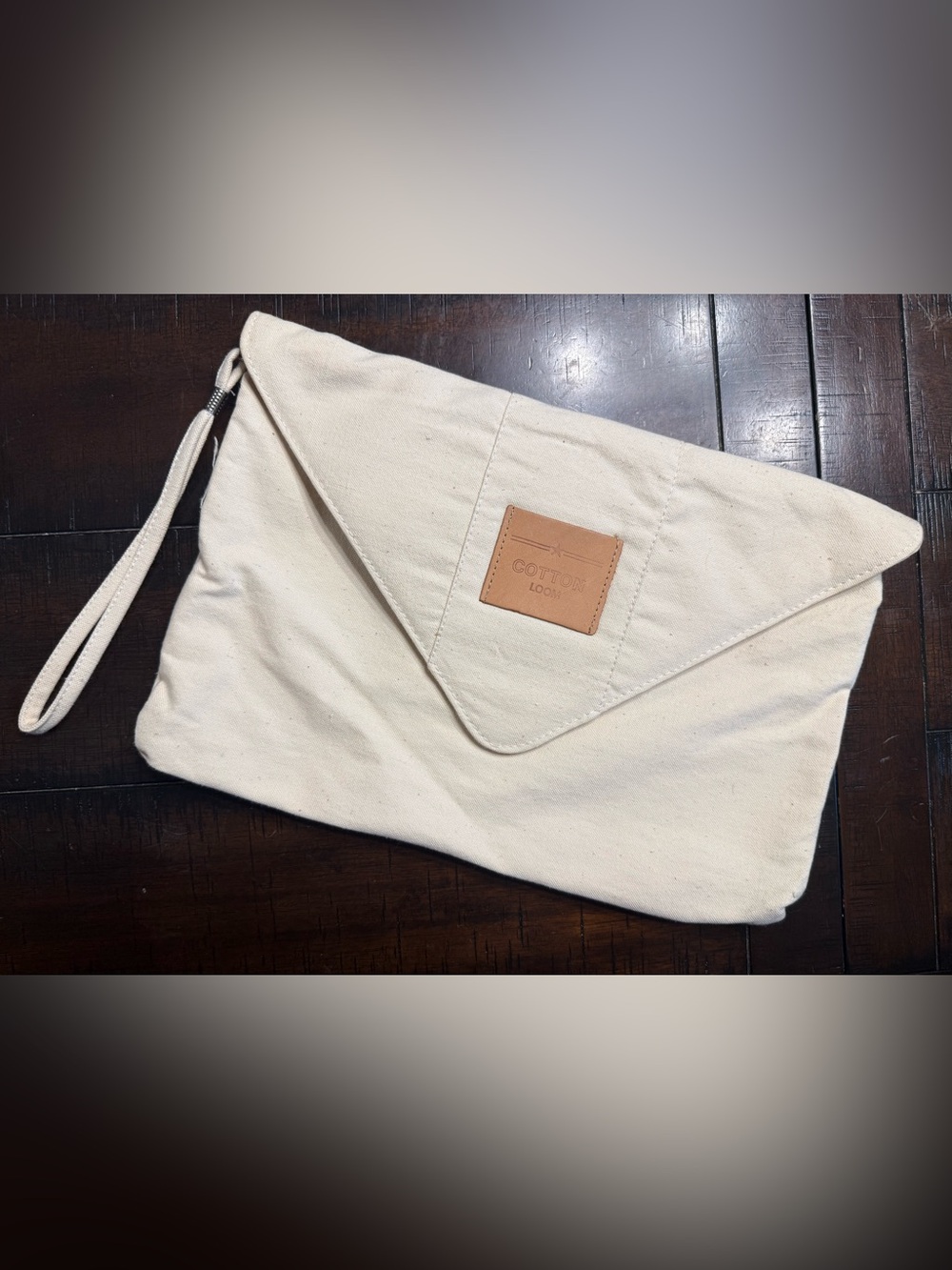 Canvas Envelope Wristlet Clutch in Natural Textile Piece